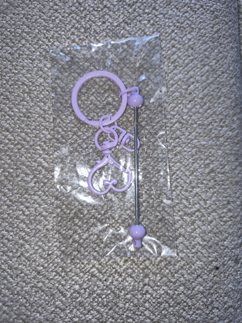 Source Unknown Lavender Heart Keychain and Bar Charm